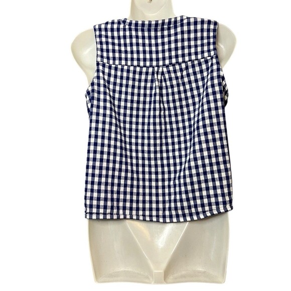 Natural Reflections Size Large Blue Check Gingham Sleeveless Button Front Blouse - Picture 3 of 5